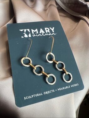 Gold & Silver Linked Circle Drop Earrings